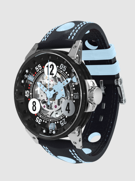 Review High Quality B.R.M Replica Watches For Sale BRM Racing V6-44-SA Light Blue Skeleton